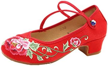 Tianrui Crown Women and Ladies The Embroidered Sandals Cheongsam Square Heel Shoes