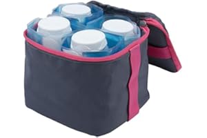 Sac Isotherme Lait Maternel KITETT FISIOFRESH - 4 Packs de refroidissement - Facile à Nettoyer & Transporter - Sac Isotherme Bebe Léger - 4 Récipients de collecte x 100 ml