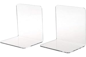 geneic 2 sujetalibros de acrílico transparente en forma de L, organizador de escritorio, soporte para libros de escritorio, accesorios de oficina
