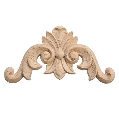 4 Stück Verziehrung Holzornamente Handgemacht Schnitzerei für Schrank Möbel Ecke 107x65x8mm