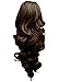 Elegant Hair - 17" PONYTAIL - Style: CURLY - Colour: Light Chocolate Brown #12/18 - REVERSIBLE 2 Styles in 1 - Clip in Hair Piece Extension - Claw Clip Attachment - Weight 220g