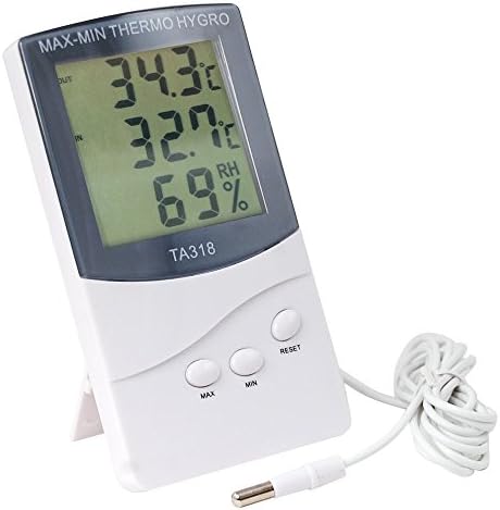 Portable Home Wall / Desk Digital LCD Indoor Outdoor Thermometer Hygrometer Humidity Temperature Meter with Probe Sensor Cable