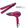 BaByliss Pro Nano Portable Travel Hair Dryer & Hair Straightener Pink with a free gift from Slamtech