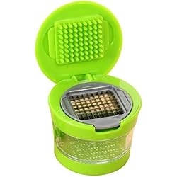 Xiton Presses d'ail Presse-ail en Plastique avec des Lames en Acier Inoxydable intégré Plateau Hachoir Slicer Design Ergonomique Ustensile Pratique