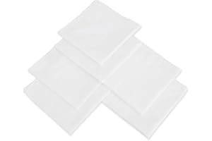 Qianyu Confezione da 6 fazzoletti da uomo in puro cotone morbido bianco tinta unita senza motivo fazzoletti sottili e leggeri classici sottili 35,6 cm grandi fazzoletti quadrati da tasca per uomini e