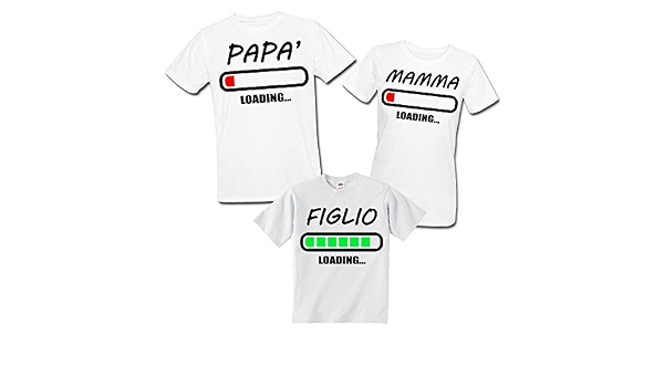 T-shirt di famiglia Batteria Loading, mamma papà e bimbo/bimba!  Personalizzabili con i vostri nomi! : Amazon.it: Prodotti Handmade