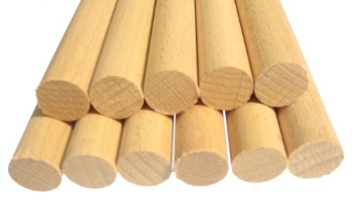 Hagspiel Rundstäbe, 20 Stk. Rundstäbe Holz Buche 8 mm 40 cm lang, 10 Stk. Rundstäbe Buche 8 mm 20 cm lang, glatt