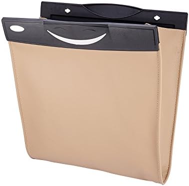 Urlifehall BEIGE Portable Car Trash Can Auto Back Seat PU Leather Car Garbage Can Auto Trash Bin Garbage Bags Car Pocket Organizer Wastebasket Bag
