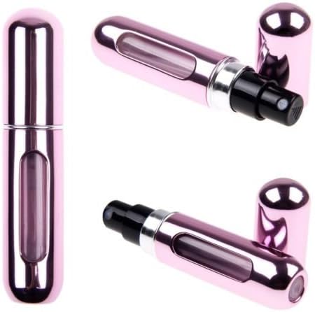 5ml Mini Refillable Perfume Atomizer Bottle Travel Scent Pump Portable Spray Case (Pink)