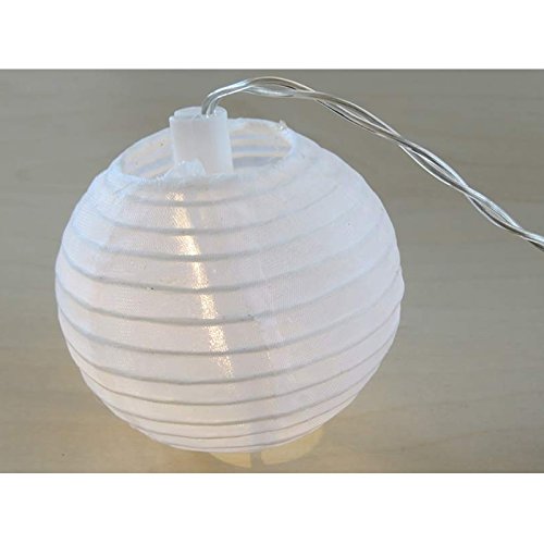 Lampion-Lichterkette mit 40 LED-Lampions Ø 7,5 cm weiß für innen und außen von Gartenpirat® - 5