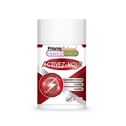 ACTIVEZ-VOUS | CAFÉINE + TAURINE + ÉLEUTHÉROCOQUES | Stimulant énergétique puissant | Élimine la fatigue et Améliore l'endurance physique et la concentration | Stimule la performance musculaire | 60U.