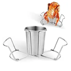 RTT 2 Pack Beer Can Chicken Holder Beer Butt Chicken Stand for Grill Oven Smoker Sturdy Stainless Steel with Handle and Cups