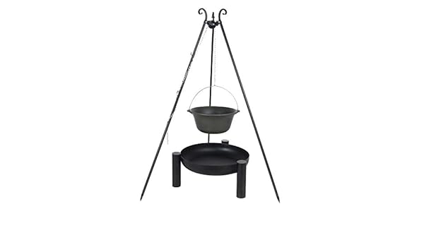 Set Grill Cast Iron Fire Pit Pan 38 Tripod And Stew Pot 7 2