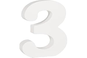 Rayher MDF-Zahl 3, weiß, 9 x 11 cm, Stärke 2 cm, 3D-Zahl Holz, Holz-Zahlen FSC zertifiziert, 64603102