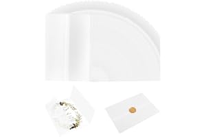 Belegao 50PCS Vellum Jackets 5x7 - Pre-fold Vellum Jacket Translucent Wrap Paper Envelope for Wedding Invitations Engagement Baby Shower Birthday Party