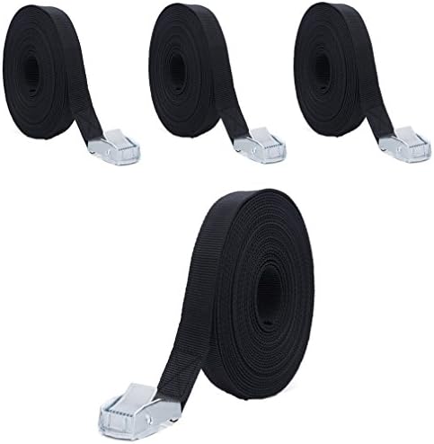 PEIUJIN Lashing Strap – Heavy Duty Cargo Tie-down Strap Luggage Trailer 4Mx25MM Car Roof Rack Straps with Cam Buckle, Pack of 4