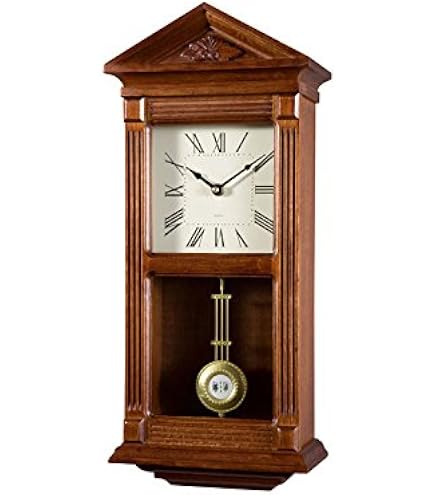 JVD Orologio A Pendolo Da Parete In Legno Di Quercia – Movimento Al Quarzo Con Suoneria Westminster, Esclusione Notturna, 69x25.5x12.5 Cm, Colore Noce Scuro