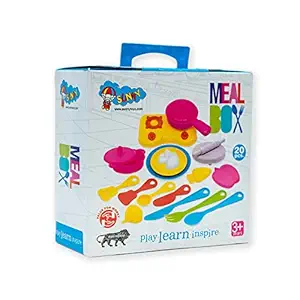Sunny 20 Pieces Meal Box Mini Plastic Kitchen Set | A Perfect Role Play Kitchen Set Toys for Girls Kids | Certified as per Indian Standards is 9873, Safe & Durable for Kids
