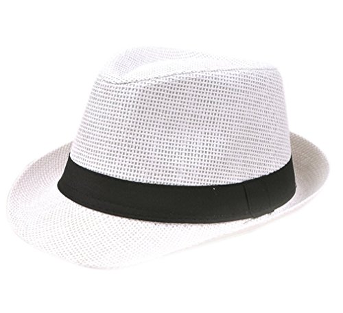 Preisvergleich Produktbild Kumkey Schirmmütze Hut Hüte Strohhut Sonnenhut Faltbar Sonnenschutz Jazz Hut Panamahut Sommerhut Sonnenschutz kappe (Weiß)