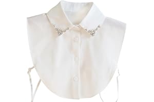 JIHUOO Faux col de Chemise détachable avec Strass pour Femme et Fille