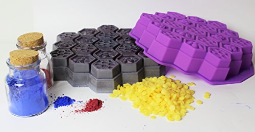 Unitedcovers Seifegiessform Honigwaben mit 19 Waben- Honeycombs silicone mold (violett) - eine Form - Versand aus Deutschland über amazon
