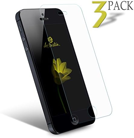 iPhone 5s 5c Screen protector [3Pack] Le Destin iPhone 5 SE Tempered glass film (0.33mm HD Ultra Clear)