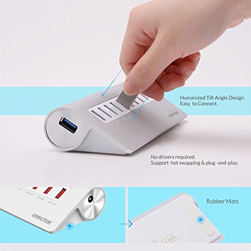 Ennotek® Aluminium USB 3.0 Hub 7 Datenports mit 3 x 2.4A Ladeports für iPhone, iPad, Samsung, Nexus, LG, und weitere – 12V / 5A Netzteil - 5