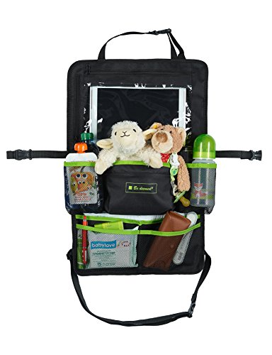 Premium Rücksitz-Tasche | Kinderwagen-Organizer | Autositz-Tasche | Tretmatte | Rückenlehnenschoner | Rücksitzorganizer mit Tablet-Fach - neues Modell
