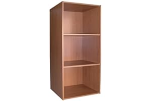 AntonaShop 3 ripiani Libreria Colorata Componibile Modulare Legno MDF Laminato Mobile Scaffale (Ciliegio)