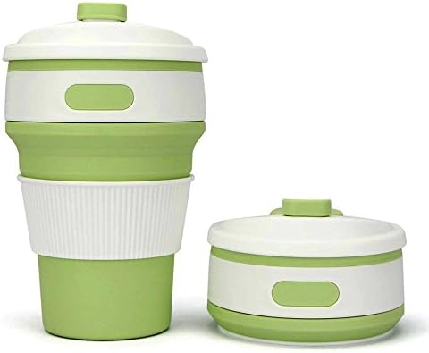 Foldable Travel Mug, Saienfeng Collapsible Coffee Mug Leak Proof BPA-free Silicone Tea Cup for Office Outdoor Hiking Camping, 350ml