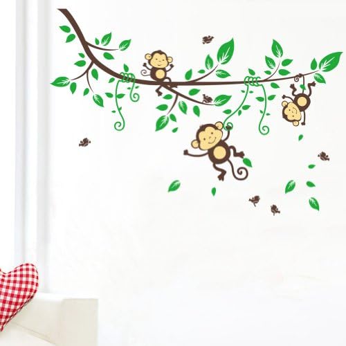 Sumlake Cartoon Forest Monkeys Tree Branches Wall Art Stickers Decal Decoration