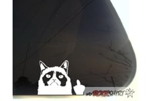 Katze Stinkefinger 15 cm Aufkleber für Auto,Scheibe, Lack,Wand,Wandtattoo aus Hochleistungsfolie für alle glatten Flächen von myrockshirt® Autoaufkleber Tuning Decal Sticker