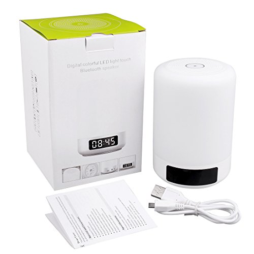 ACRATO Portable Bluetooth Lautsprecher Wireless Speaker mit TF Karte Funktion Lautsprecherlampe mit Farbewechsel Tischleuchte Wecker Mikrofon TouchsensorTragbar - 9