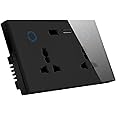 Eazyliv Tuya WIFI Smart TYPE C USB Wall Socket Universal Electrical Plug Outlet 13A Power Socket With Energy Monitoring Wireless Control Work with Alexa Google Home(Black, Double socket + 2 USB Port)