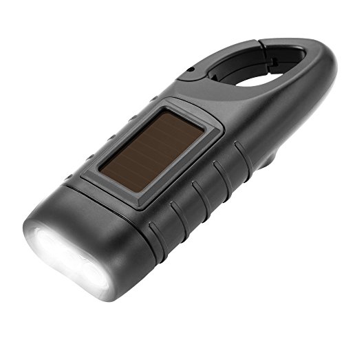Simpeak LED Taschenlampe Handkurbel Solar Dynamo Karabiner Energie wiederaufladbare Taschenlampe für Camping Klettern Wandern