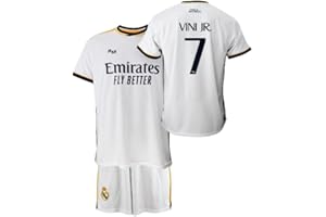 Real Madrid Conjunto Niño Camiseta y Pantalón Primera Equipación de la Temporada 2023-2024 - VINI JR. 7 - Replica Oficial con Licencia Oficial - Niño