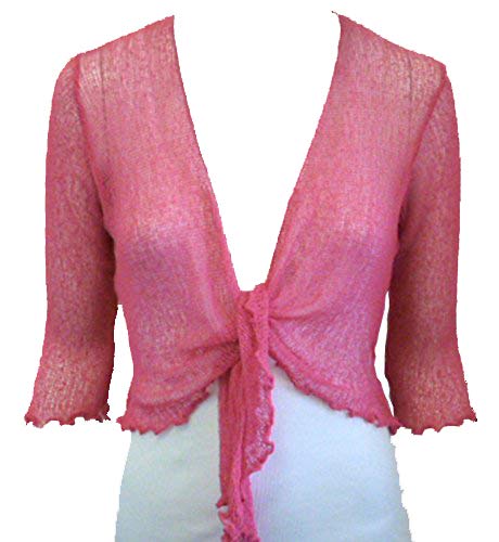 Rebeca estilo bolero simple, de punto, corta, con lazada Rosa English Rose Talla única