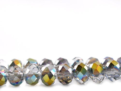 Little Freckle 70x (42cm Stand) Grey AB Colour Crystal Glass Faceted Rondelle Beads Beads 8mm Hole Size 1mm