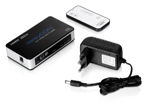 deleyCON ULTRA Serie HDMI Switch Verteiler 3 Port Automatisch – 3D Ready / FULL HD 1080p – Metallgehäuse – [3x IN / 1x OUT] - 4