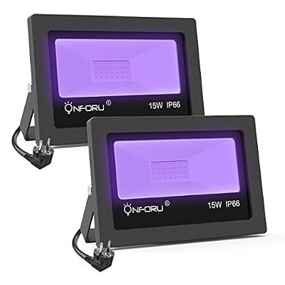 Onforu Lot de 2 Lampe UV Projecteur LED 15W, Lumière Noire, Eclairage de scène, jeux de lumières pour soirée fluo, IP66 Imperméable, Prise Française, Projecteurs Disco Spot Ultraviolet DJ Club, Parfait pour une ambiance festive