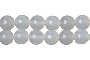 SKYBEADS Perles Agate Blanc Ronde 6mm Naturelles Pierre Précieuse pour Bijoux Longueur 38cm environ 60 pcs