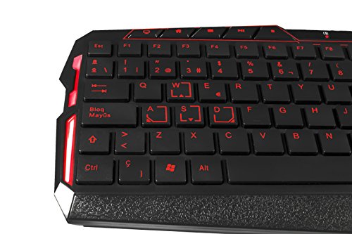 Mars Gaming MK0 - Teclado gaming de membrana  iluminaci  n LED rojo lateral  dise  o slim  10 teclas multimedia  pulsaci  n optimizada  antighosting  ratio de refresco ultrar  pida  USB 