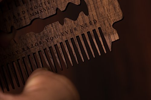 Bartkamm für Unterwegs, Modell Beard Society Razor aus Echtholz, Nussholz, sehr stabil, elegant, edel, Herrenbart, Schnurrbart, Taschenkamm“ - 5