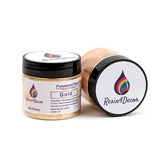RESIN4DECOR Gold pigmento Metallico in Polvere di Mica perlescente per progetti in Resina epossidica, Gioielli, progetti Artigianali, tavola epossidica, Lavagna, vassoi, Tele, Pittura, 25g
