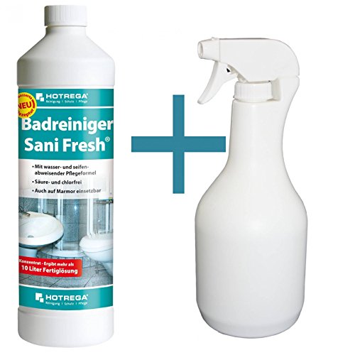 Preisvergleich Produktbild HOTREGA - Badreiniger 'Sani Fresh' 1 Liter Konzentrat + Sprühflasche 1 Liter