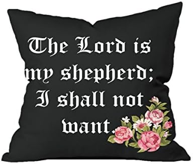 Black Bible Verse Gift Cushion Cover 40 x 40cm UK Made Psalm 23 Gift