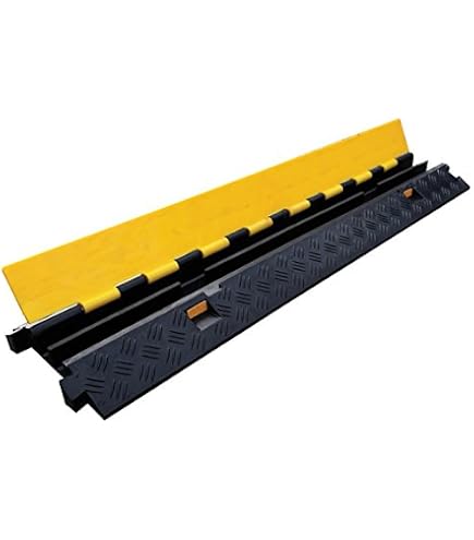 Berry Cable Protector 40x 12 Inch, Heavy Duty 2-Channel Speed Bump & Cable Ramp For Driveways, Reflective Traffic Safety Ramp With Screws & Anchors, Non-Slip Outdoor Wire Cover For Cords And Hoses
