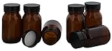 Größeneinheit: 100 ml Braunglasflasche m. Kunststoff Deckel, Weithals-Flasche, 100 ml Kosmetex Glasdose aus Braunglas, Leerer Tiegel, 6× schwarz