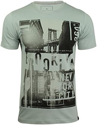 Dissident Mens Brooklyn Bridge Graphiic Print T-Shirt by Brook Bridge' (Pale Mint) L