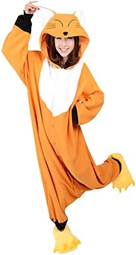 majiaxu Unisex Halloween Cosplay Costume Cartoon Animal Yellow Fox Onesie Pyjamas